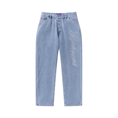 BlackEyePatch Chain Stitched Script Logo Baggy Jeans "Indigo"