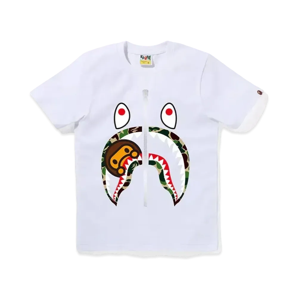 A BATHING APE ABC Camo Milo Shark Tee "White/Green"