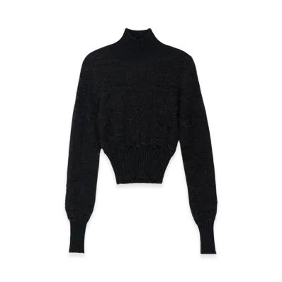 MM6 Maison Margiela Women's Distressed High Neck Knit "Black"