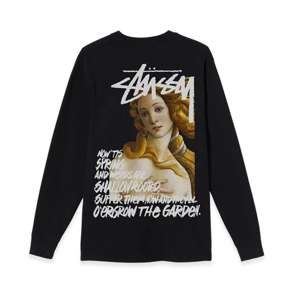 Stussy Spring Weeds Pigment Dyed LS Tee "Black"