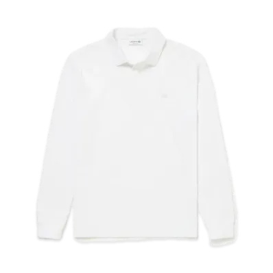 LACOSTE Hiyoku Front Long Sleeve Polo Shirt "White"
