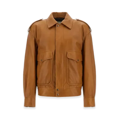 Saint Laurent Women's Oversized Leather Jacket "Brown"