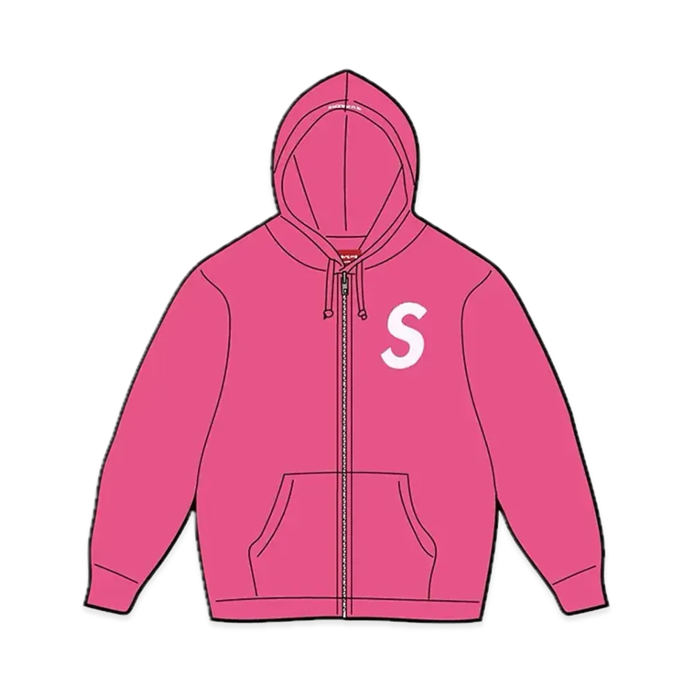 Supreme S Logo Zip Up Hooded Sweatshirt "Magenta" (23FW)