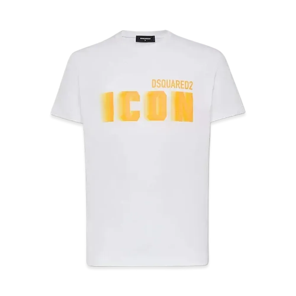 Dsquared2 Icon Blur Cool Fit T-Shirt "White/Orange Fluo"