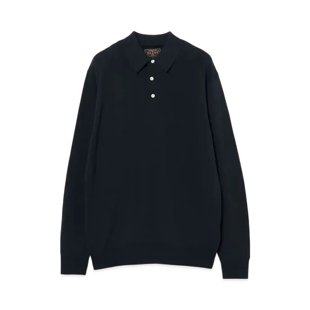 BEAMS Knit Polo 12G "Navy"