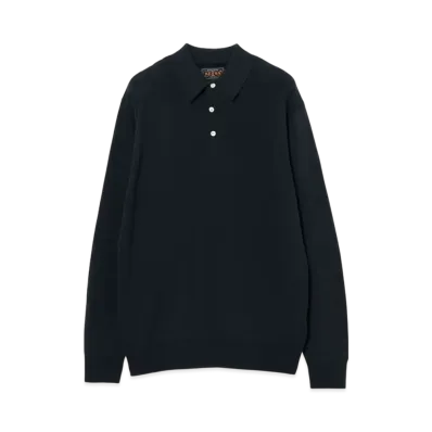 BEAMS Knit Polo 12G "Navy"