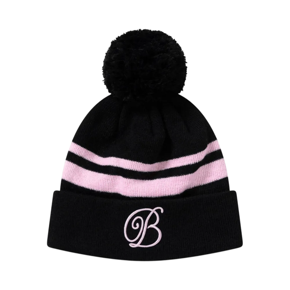 BlackEyePatch B Emblem Striped Pom Beanie "Lavender"
