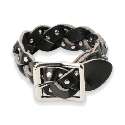 BEAMS FUTURE ARCHIVE Leather Studs Bangle "Black"