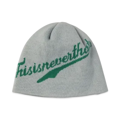 thisisneverthat Script-Logo No Cuff Beanie "Grey"