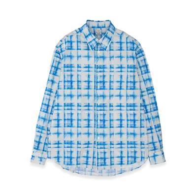 YOKE Plaid Cotton Typewriter Loose Fit Shirt "White"