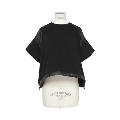 sacai Satin x Cotton Jersey T-Shirt "Black/Black"