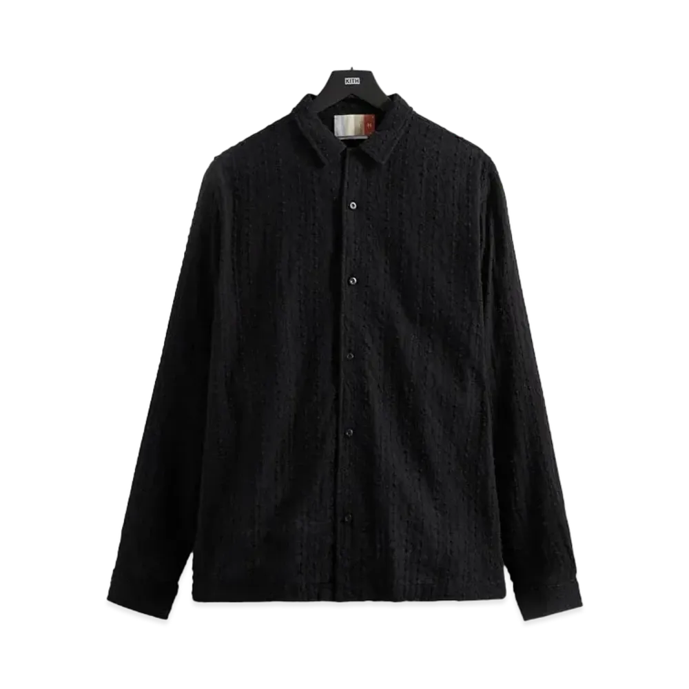 Kith Embroidered Voile L/S Thompson Camp Collar Shirt "Black"