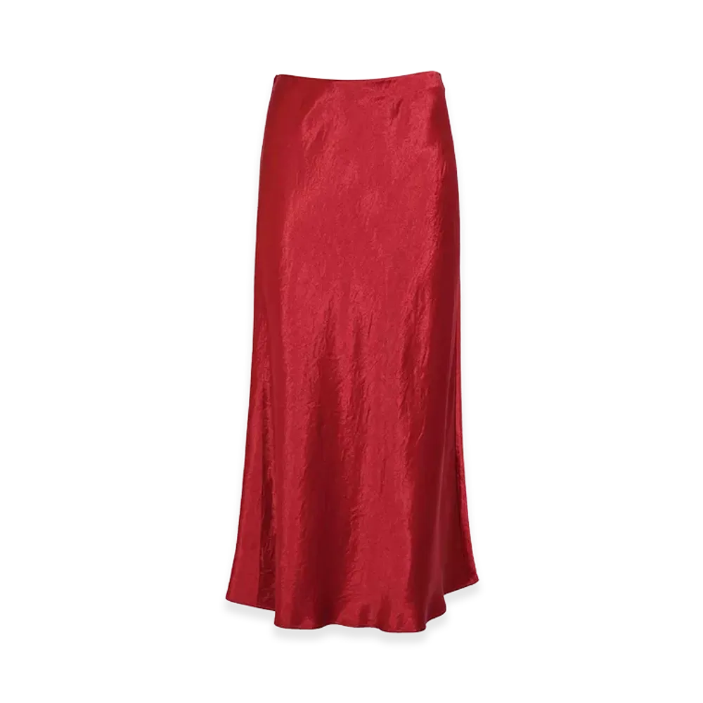 MM6 Maison Margiela Women's Mmlalessio Midi Skirt in Shiny Satin "Red"