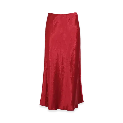 MM6 Maison Margiela Women's Mmlalessio Midi Skirt in Shiny Satin "Red"