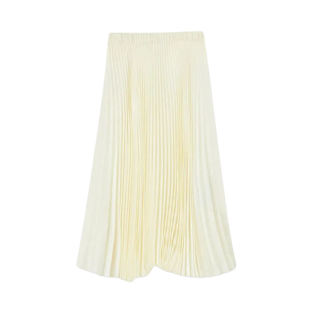 Jil Sander Women's Techno Twill Pleated Skirt "Chalk"