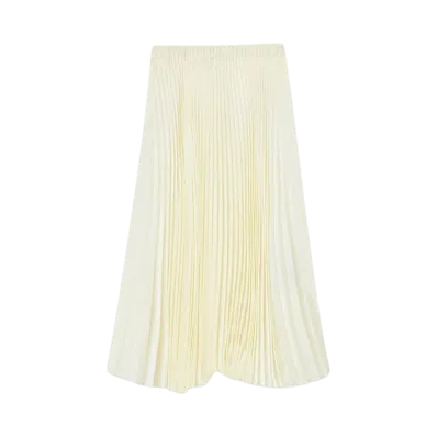Jil Sander Women's Techno Twill Pleated Skirt "Chalk"