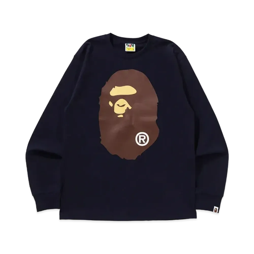 A BATHING APE Big Ape Head L/S Tee "Navy"
