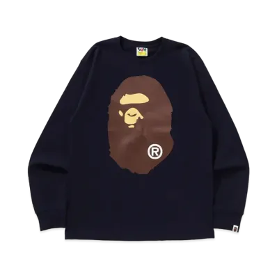 A BATHING APE Big Ape Head L/S Tee "Navy"