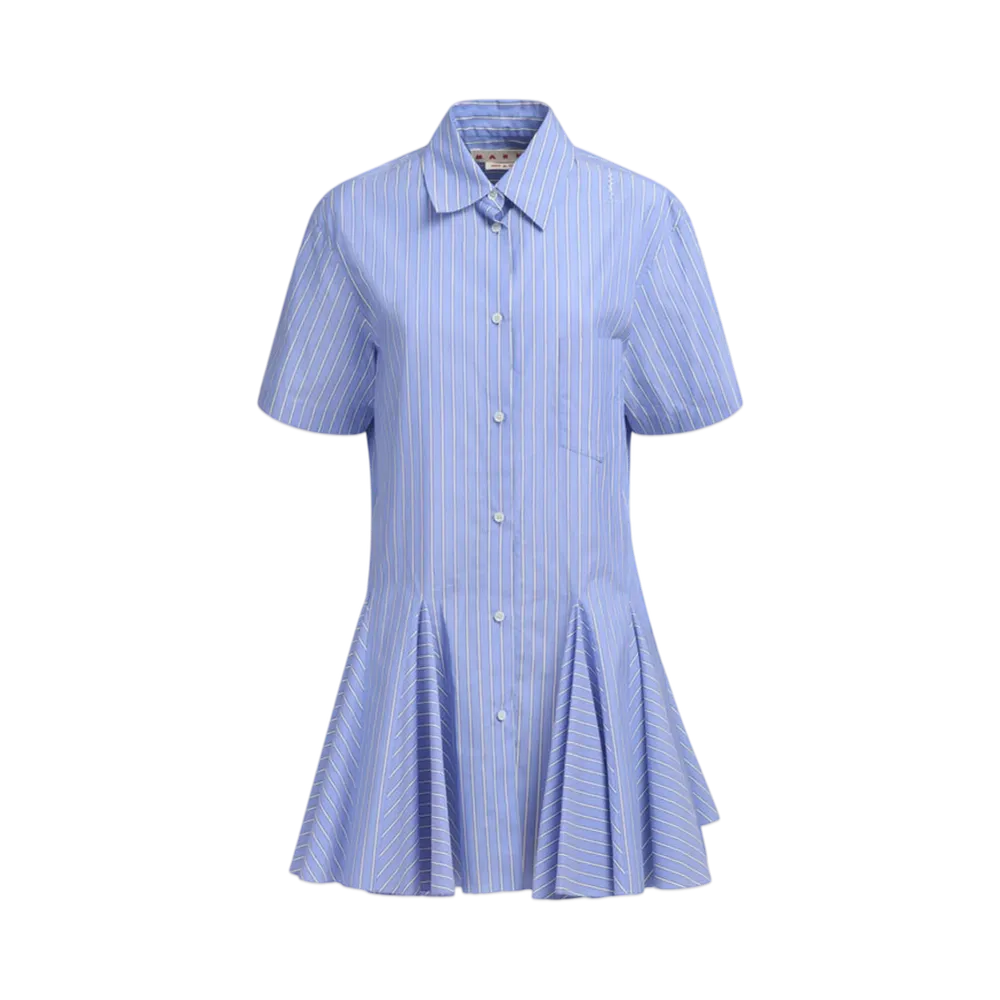 Marni Women's Cotton Poplin Striped Shirt Dress "Blue"