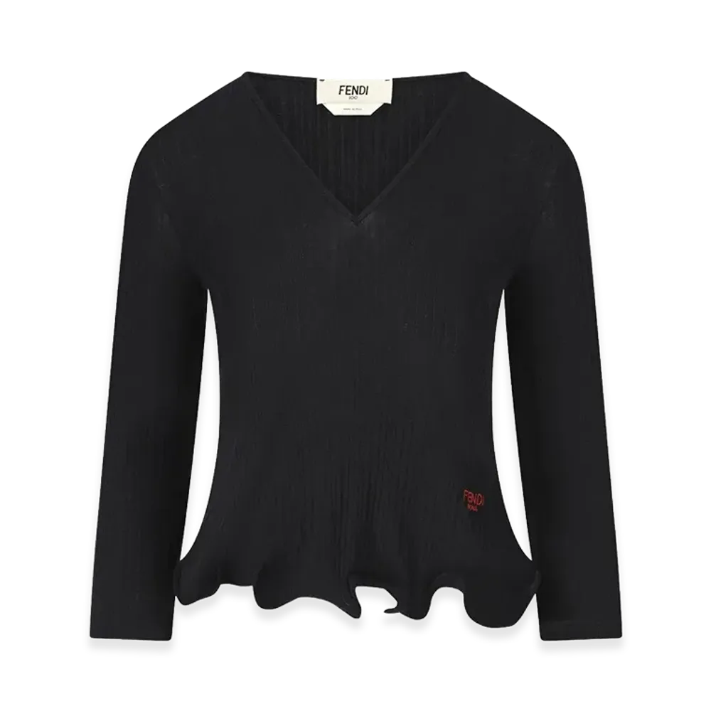 FENDI Women's Ruffled Sweater "Black"