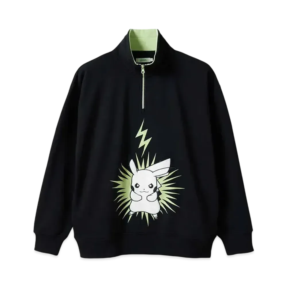 graniph x Pokemon Pikachu Lightning Fleece Half Zip Sweatshirt "Black"