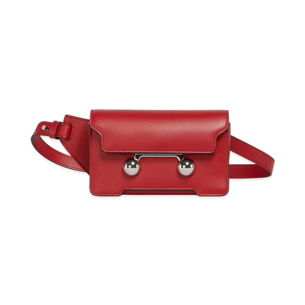 MARNI Trunkaroo Crossbody Bag in Leather "Hot Red"