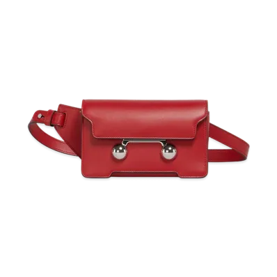 MARNI Trunkaroo Crossbody Bag in Leather "Hot Red"