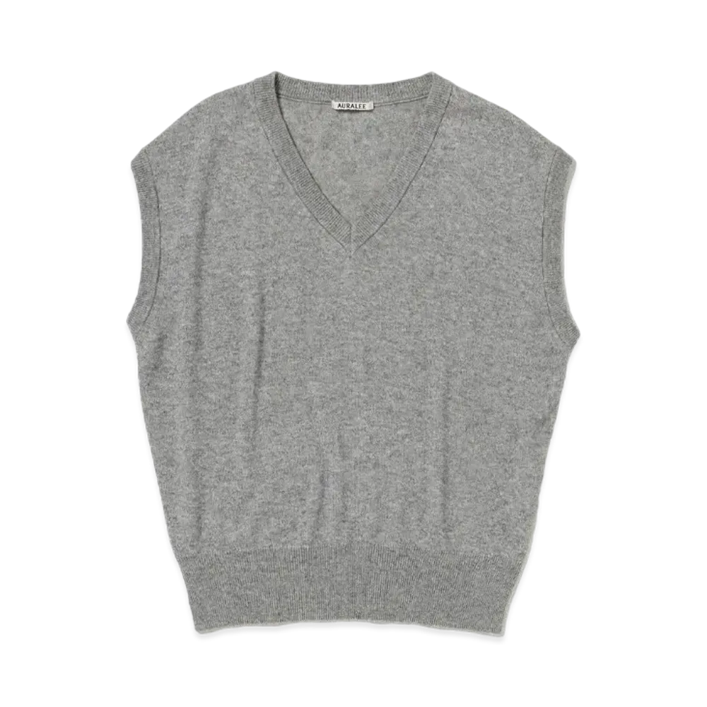 AURALEE Super Fine Cashmere Silk Knit Vest "Top Gray"