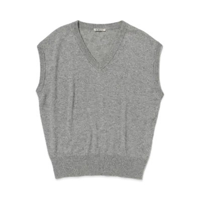 AURALEE Super Fine Cashmere Silk Knit Vest "Top Gray"