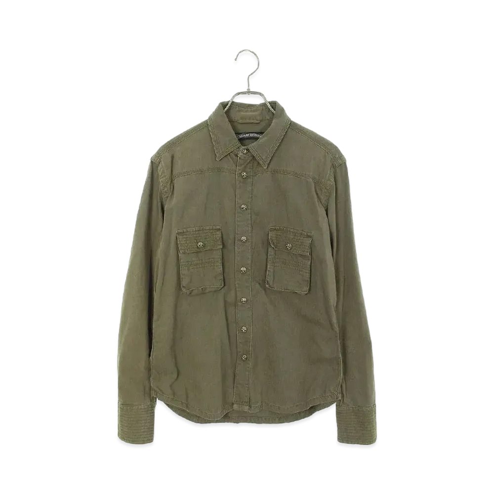Chrome Hearts Army BS Fleur Button Military L/S Shirt "Olive"