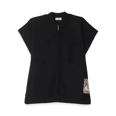 Burberry Women's Check Label Wool Blend Cape "Black"