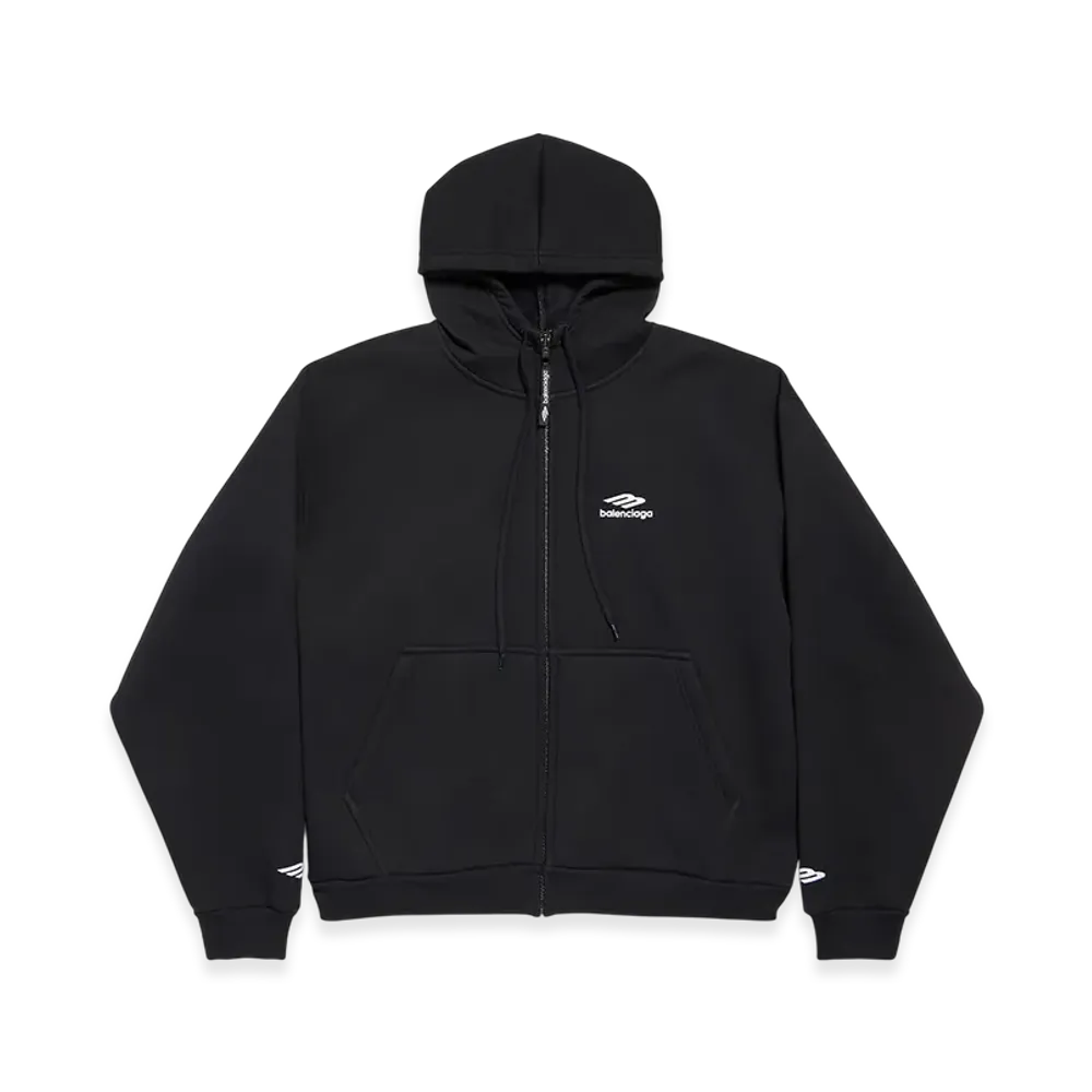BALENCIAGA 3B Sports Icon Zip-up Hoodie "Black/White"