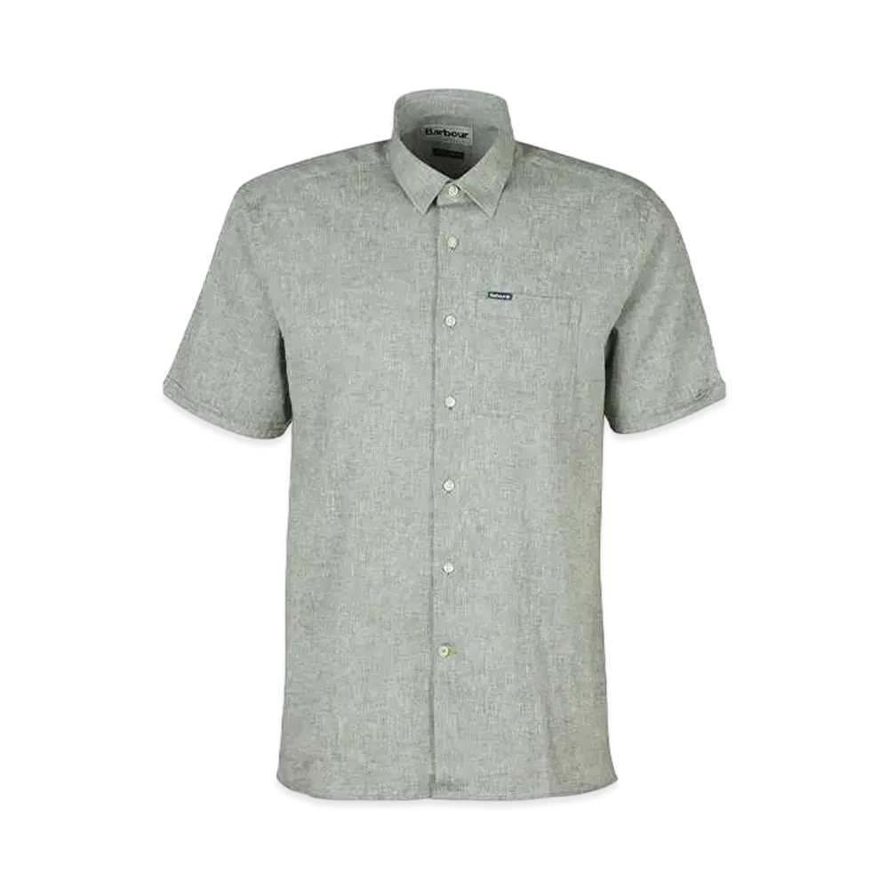 Barbour Nelson Cotton Linen Short Sleeve Shirt (Regular Fit) "Olive"