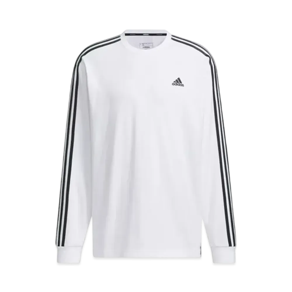 adidas Essentials Plus Loose Fit Three Stripes Long Sleeve T-Shirt "White"