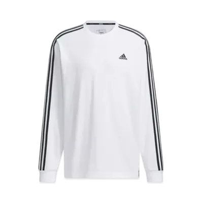 adidas Essentials Plus Loose Fit Three Stripes Long Sleeve T-Shirt "White"