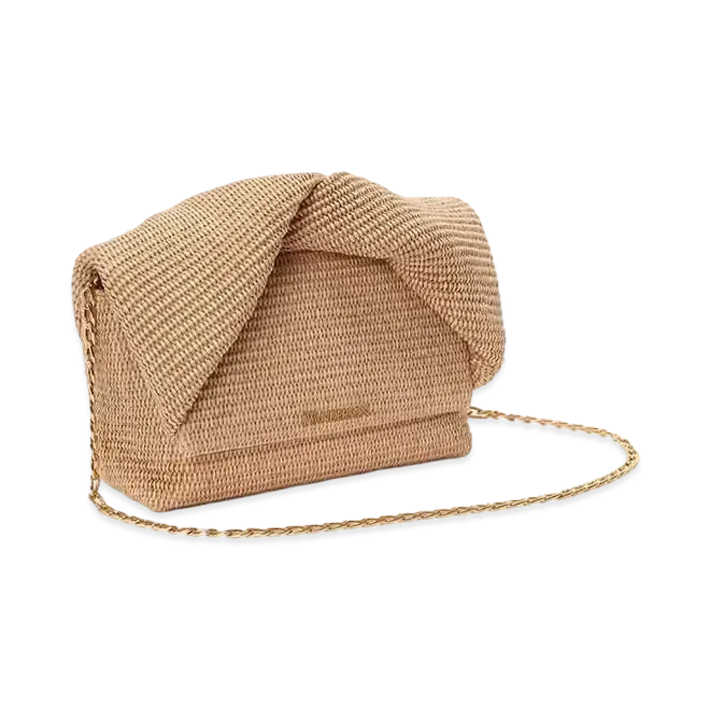 JW ANDERSON Large Twister Raffia Top-Handle Bag "Natural"