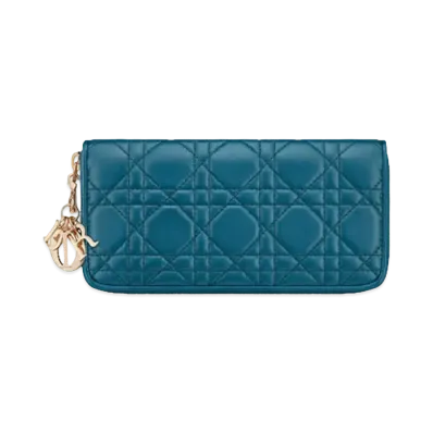 Dior Lady Dior Voyageur Wallet "Blue"