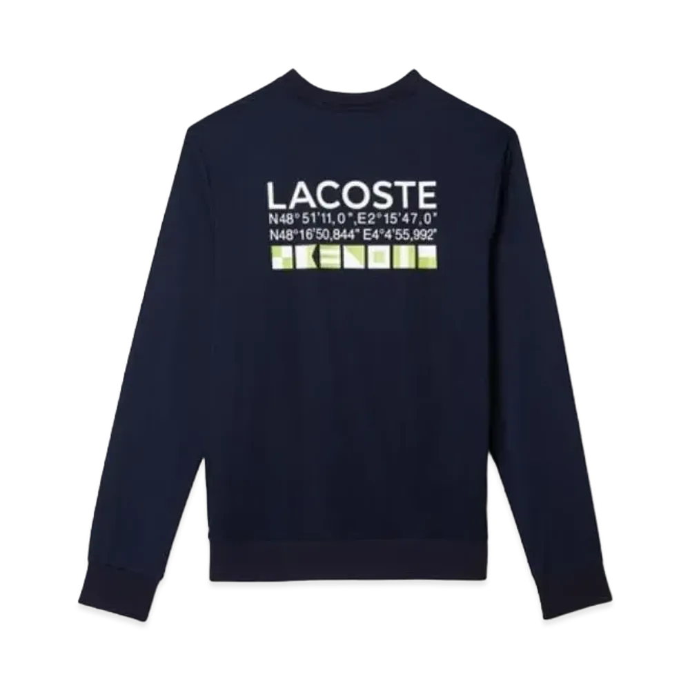 LACOSTE Oversize Print Crew Neck Sweat "Navy"