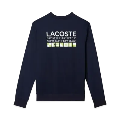 LACOSTE Oversize Print Crew Neck Sweat "Navy"