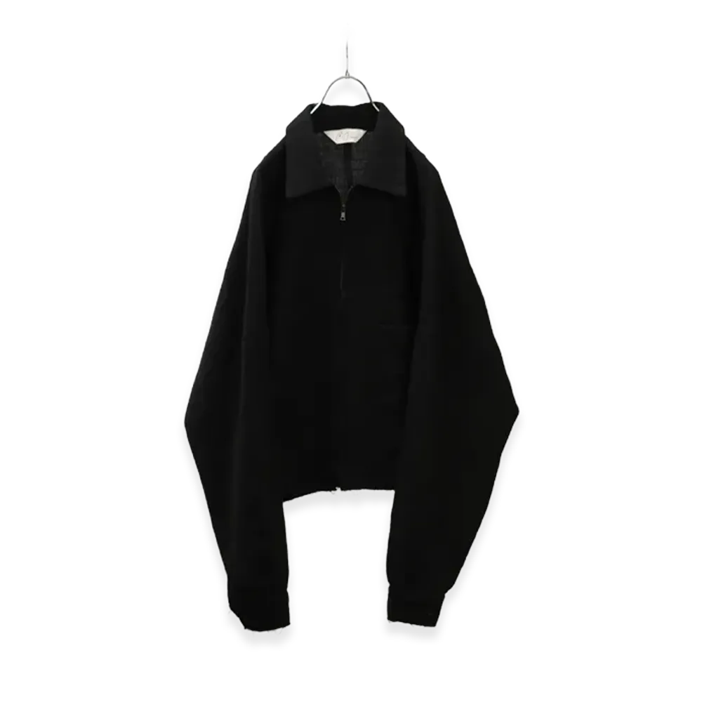 ANCELLM Shrink Wool Short Zipup Shirt Jacket "Black"
