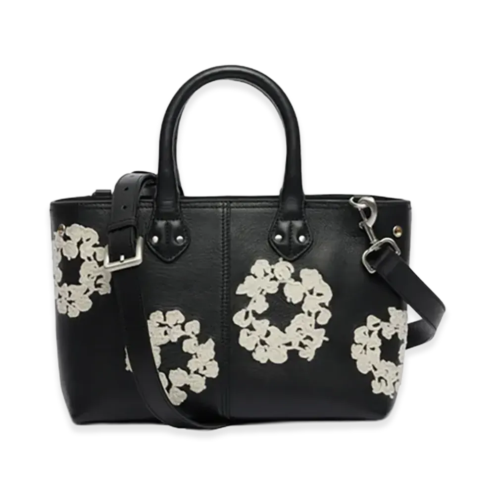 DENIM TEARS Cotton Wreath Leather Bag Small "Black/White"
