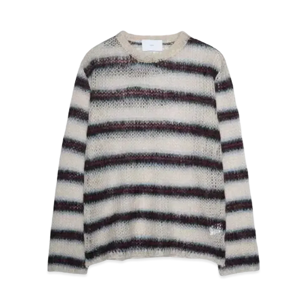 SUGARHILL MOHAIR STRIPE PULLOVER "WINE STRIPE"
