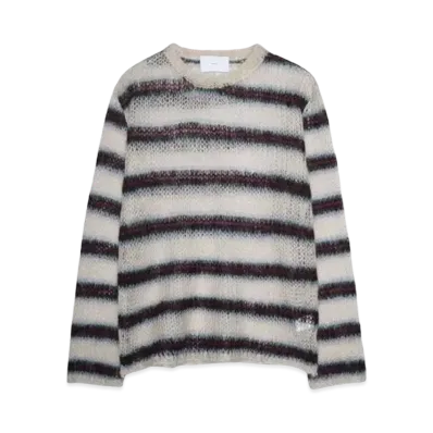 SUGARHILL MOHAIR STRIPE PULLOVER "WINE STRIPE"