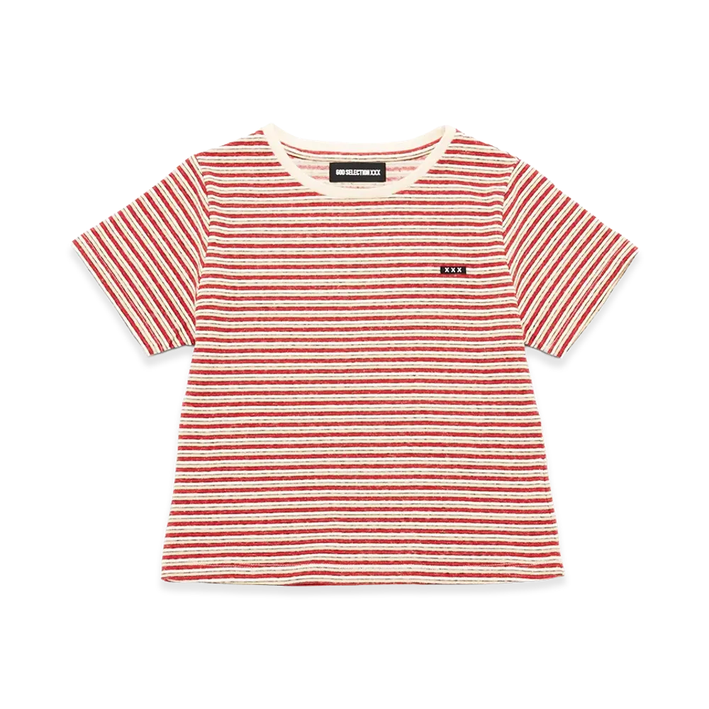 GOD SELECTION XXX Women's Mini Box Logo Multi-Border Tee GXL-S26-CS-07 "Red"