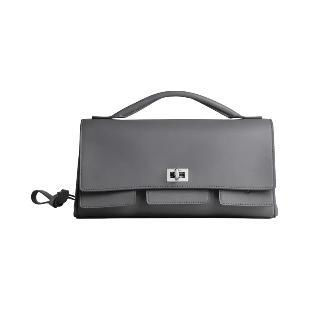 BALENCIAGA Bel Air Clutch Small With Strap "Grey"