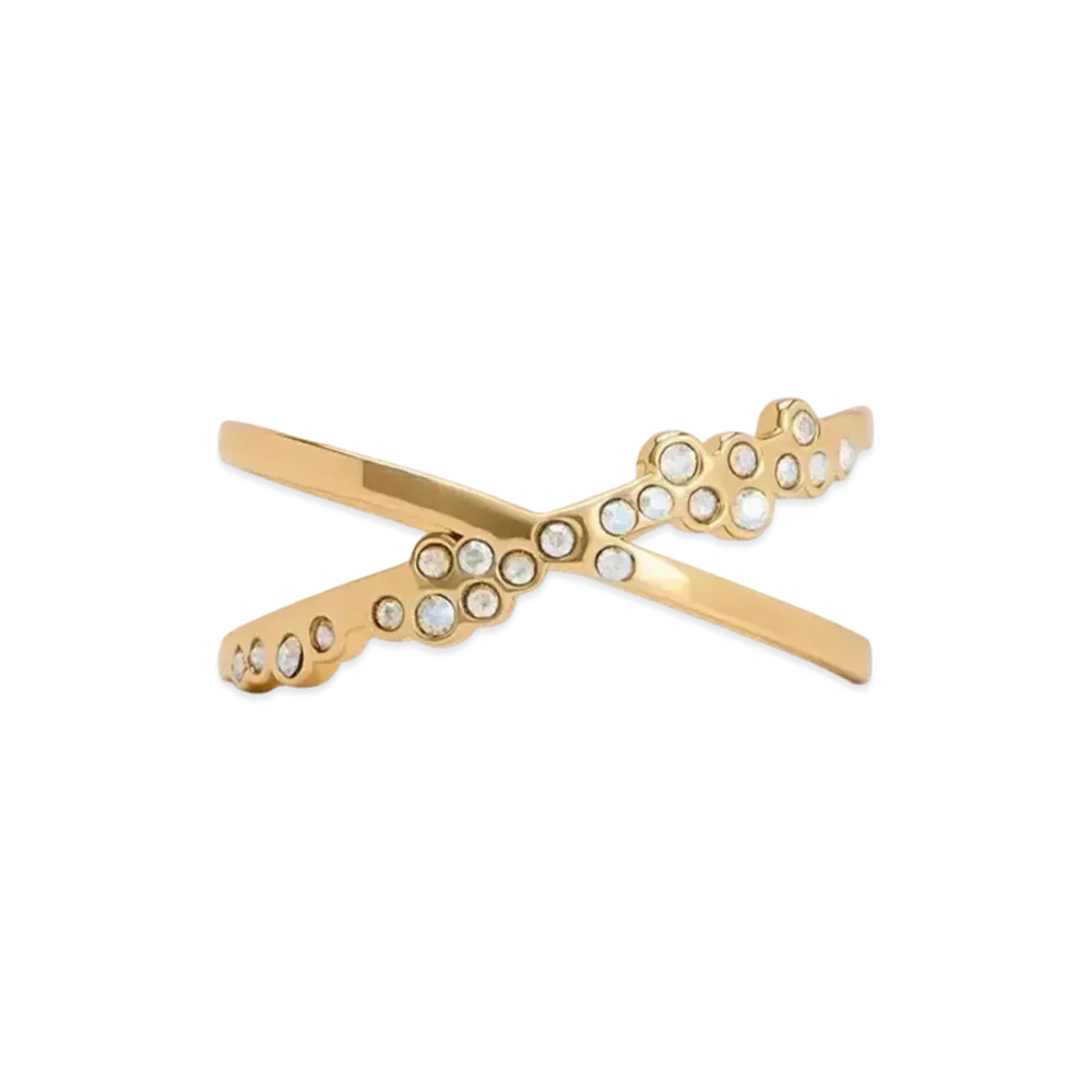 CHARLES & KEITH Reverie Crystal Crisscross Ring "Gold"