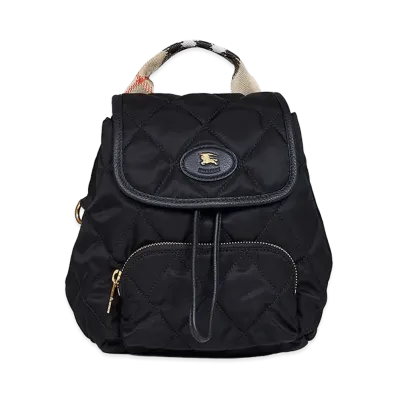 Burberry Women's Mini Horseshoe Quilted Nylon Backpack "Black"