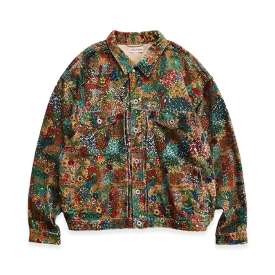 NICENESS P.Sterling Floral Pattern Corduroy Trucker Jacket "Ivory"