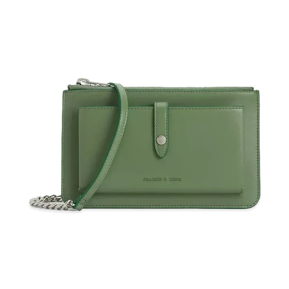 CHARLES & KEITH Rebel Top Zip Long Wallet "Green"