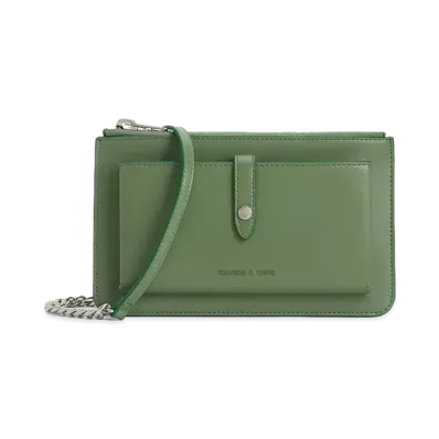 CHARLES & KEITH Rebel Top Zip Long Wallet "Green"